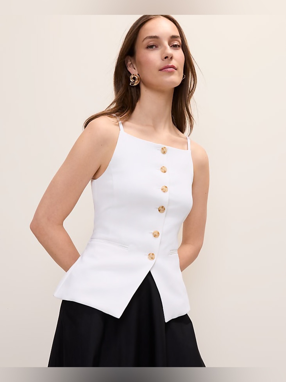 Ann Taylor The Cutaway Vest White Size 00P